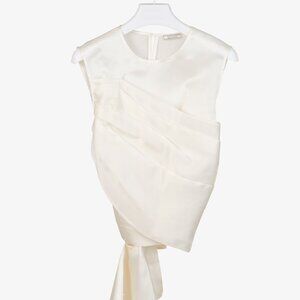 Nina Ricci AW/19 Runway White Organza Ruffle Detail Top